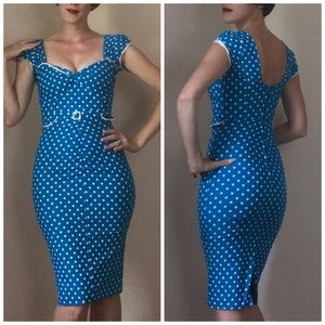 Sexy Stop Staring Turquoise Polka Dot Wiggle
